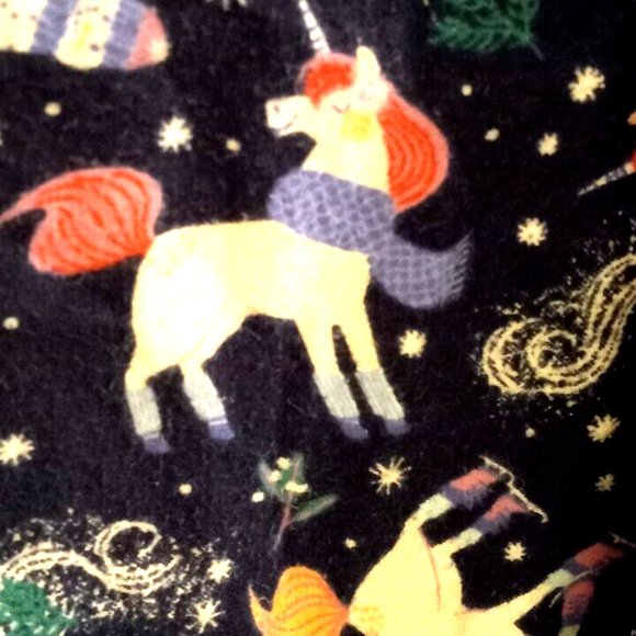 pajama set womens unicorns flannel fantasy size Small Bedroom lounge blue - Picture 2 of 5